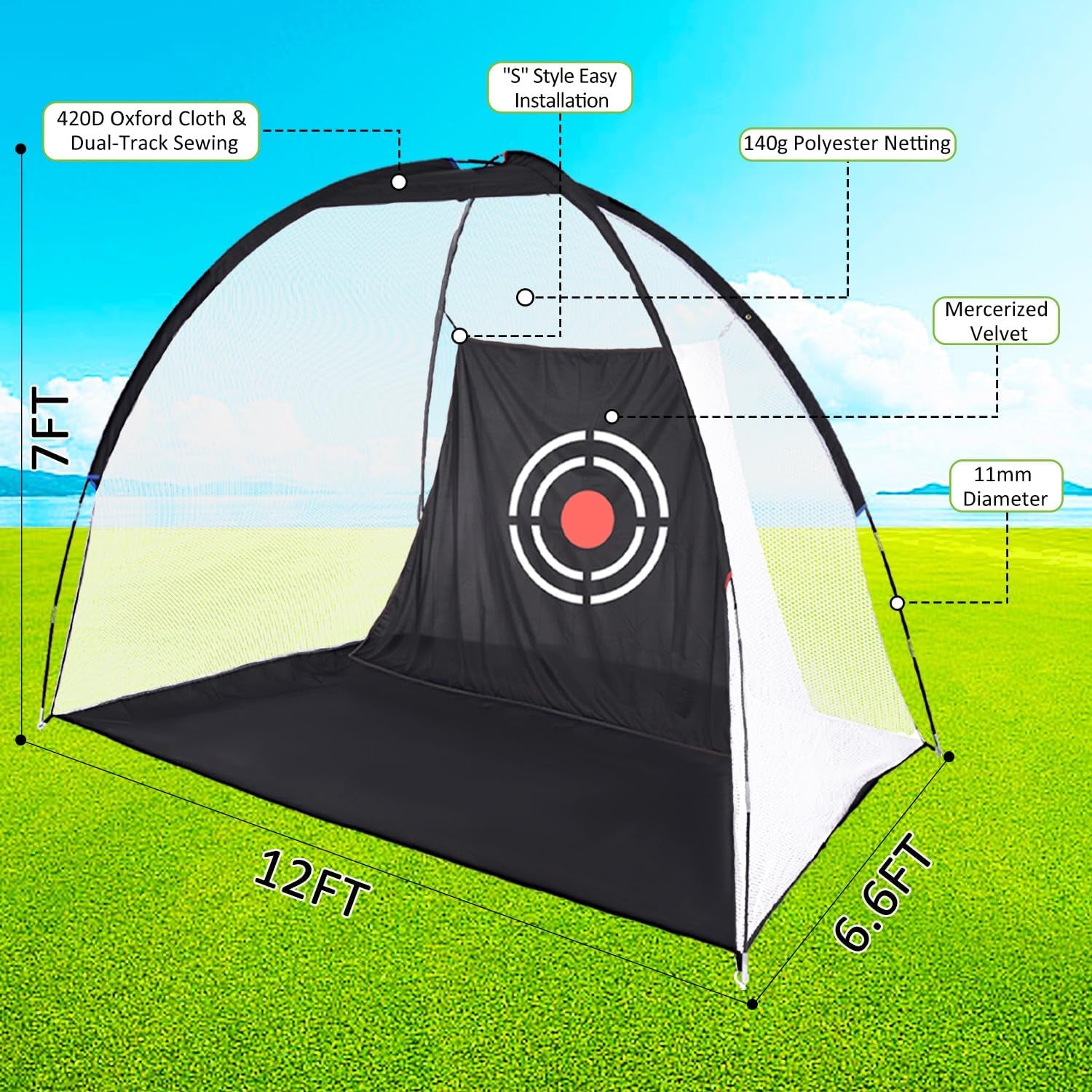 Golf Practice Nets with Real Balls/Turf Mat/Tees/Hat/Target/Bag: 10X7Ft 12X7Ft Gift for Mens Golf Lovers Hitting Driving Chipping Net - Indoor Outdoor Garage Using