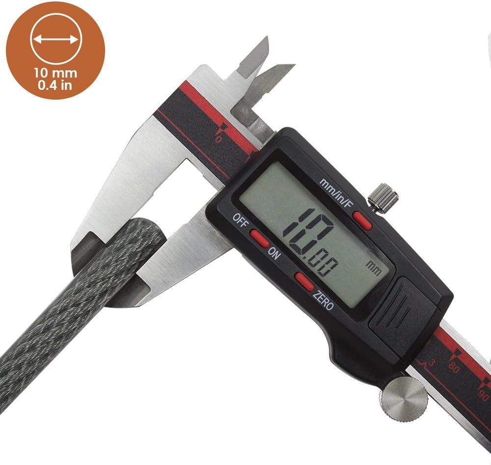 Heavy-Duty 4FT Security Cable Lock with Loops - 10Mm (3/8 Inch) Cut-Resistant Braided Steel Cable - Versatile & Weatherproof - Security Chain for Padlock, Chain Lock, Wire Lock