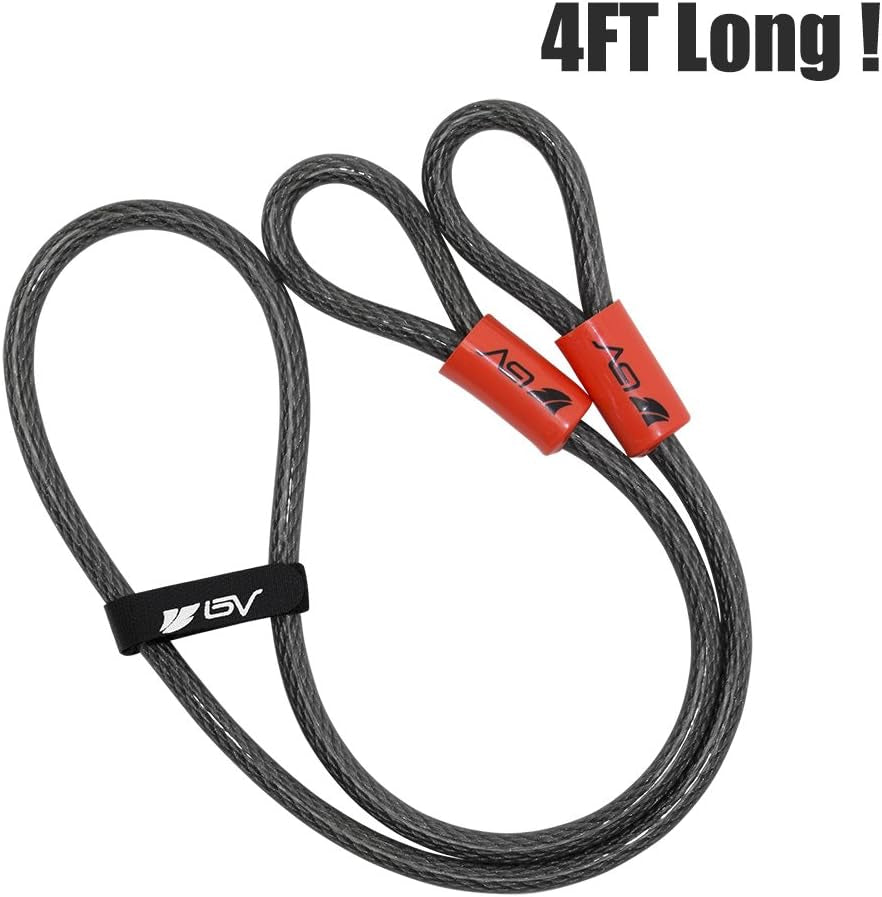 Heavy-Duty 4FT Security Cable Lock with Loops - 10Mm (3/8 Inch) Cut-Resistant Braided Steel Cable - Versatile & Weatherproof - Security Chain for Padlock, Chain Lock, Wire Lock